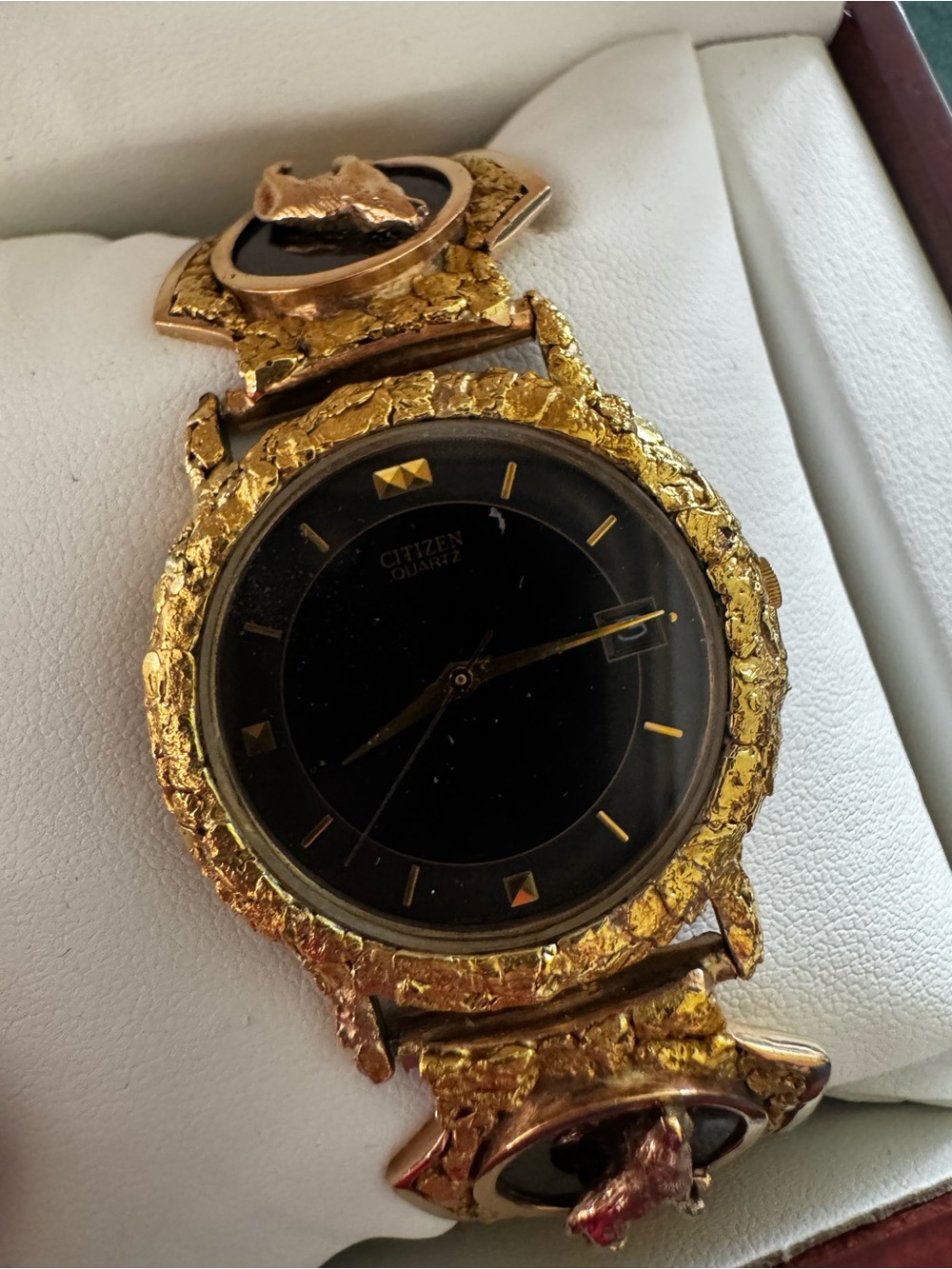 Citizen Gold-Tone Men's Watch with Black Dial - Vintage Alaskan Gold Nugget